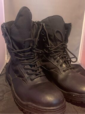Tru Spec Men's Black Lace-Up Military Style Boots w/side zipper